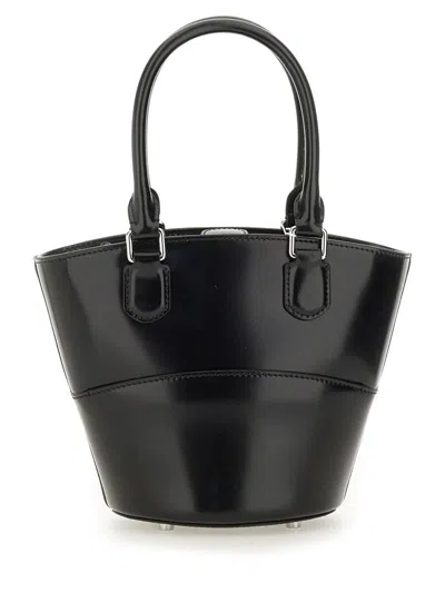Self-portrait Leather Tote Bag With Charm In Black