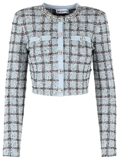 Self-portrait Light Blue Cotton Blend Jacket