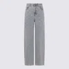 Self-portrait Light-blue Wide-leg Cotton Jeans With Bow