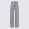 Self-portrait Light-blue Wide-leg Cotton Jeans With Bow In Gray