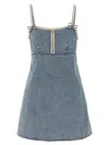 Self-portrait Denim Pearl Mini Dress In Blue
