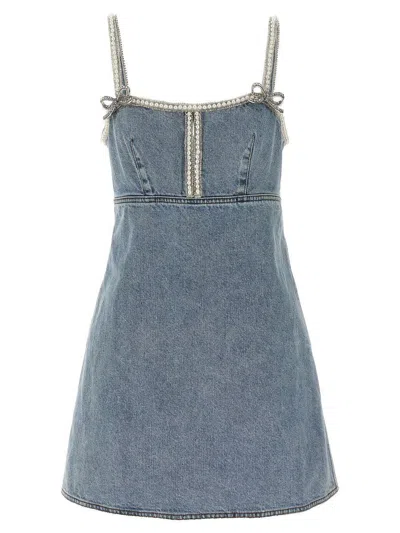 SELF-PORTRAIT SELF-PORTRAIT 'LIGHT BLUE DENIM PEARL MINI DRESS' DRESS