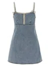 Self-portrait Denim Mini Dress With Pearls In Blue