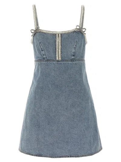 SELF-PORTRAIT SELF-PORTRAIT 'LIGHT BLUE DENIM PEARL MINI DRESS' DRESS