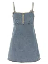 Self-portrait Denim Mini Dress With Pearls In Blue