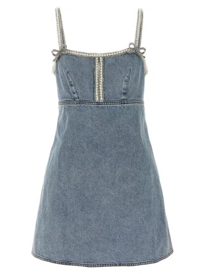 SELF-PORTRAIT 'LIGHT BLUE DENIM PEARL MINI DRESS' DRESS
