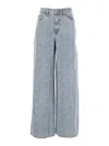 Self-portrait Light Blue Diamante Bow Jeans In Blue