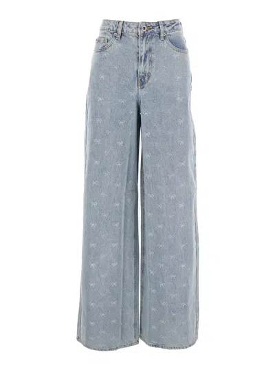 Self-portrait Light Blue Diamante Bow Jeans