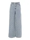 Self-portrait Light Blue Diamante Bow Jeans In Blue