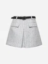 Self-portrait Light Blue Lurex Bouclé Mini Skirt