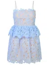 Self-portrait Organza Lace Mini Dress In Light Blue