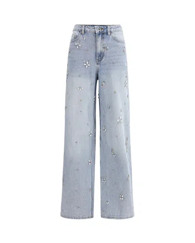 Self-portrait Light Blue Rhinestone Jeans