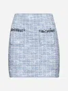 Self-portrait Self Portrait Women Light Blue Sequin Check Tweed Mini Skirt