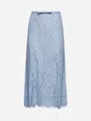 Self-portrait Light Blue Lace-effect Skirt With Slip