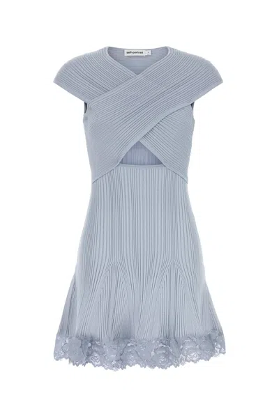 Self-portrait Self Portrait Light Blue Stretch Polyester Blend Mini Dress