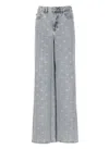 Self-portrait Light-blue Wide-leg Cotton Jeans With Bow In Blue