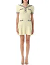 Self-portrait Knit Mini Dress Sailor Collar In Light Yellow