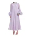 Self-portrait Feather-trimmed Plisse Chiffon Midi Dress