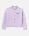 Self-portrait Womens Round-neck Crystal-embellished Knit Cardigan Lilac