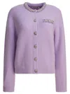 Self-portrait Lilac Crystal-trim Cardigan With Round Neckline In Purple
