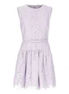Self-portrait Sleeveless Lace Cotton Blend Mini Dress In Pink