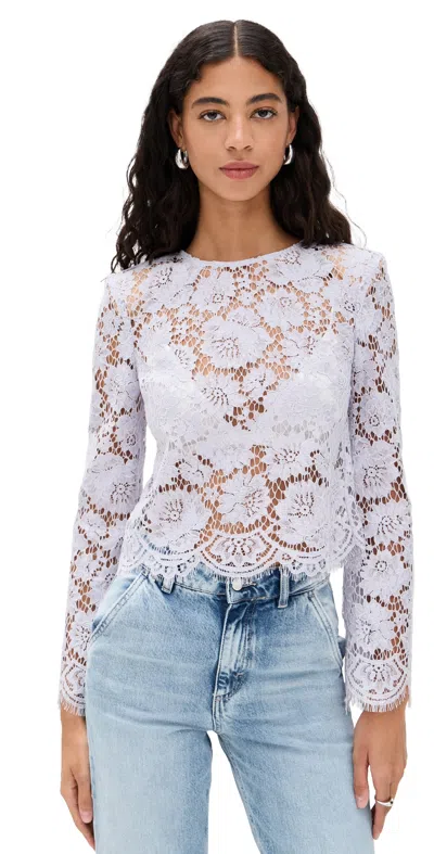 Self-portrait Lilac Lace Fluted Sleeve Top Lilac