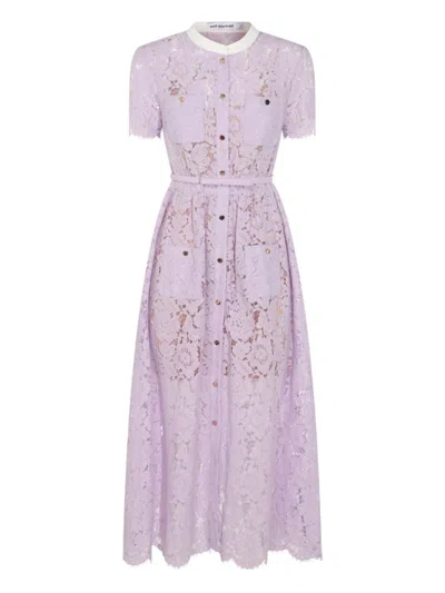 Self-portrait Lilac Lace Midi Dress In Purple