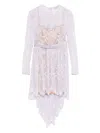 Self-portrait Lilac Lace Asymmetric Mini Dress In Purple