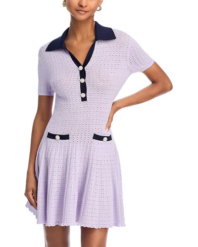 SELF-PORTRAIT SELF-PORTRAIT LILAC POINTELLE KNIT MINI DRESS