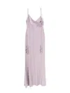 Self-portrait Lilac Satin Flower Maxi Dress Dresses Violet In Pink