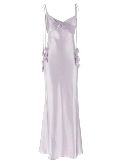 Self-portrait Satin Maxi Dress In Purple