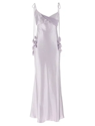 Self-portrait Satin Maxi Dress In Purple