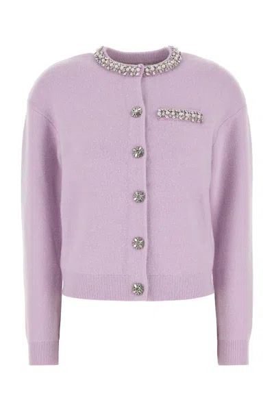 Self-portrait Self Portrait Lilac Stretch Viscose Blend Cardigan In Purple