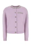 Self-portrait Lilac Crystal Trim Knit Cardigan