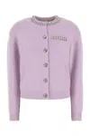 Self-portrait Lilac Crystal Trim Knit Cardigan