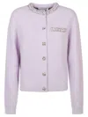 Self-portrait Lilac Sweater With Round Neckline And Decorative Accents In White