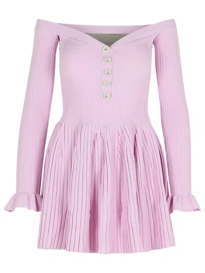 Self-portrait Lilac Viscose Blend Dress In Pink