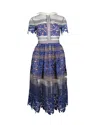 Self-portrait Liliana Midi Dress In Blue Polyester In Blue