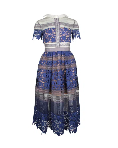 Self-portrait Liliana Midi Dress In Blue Polyester
