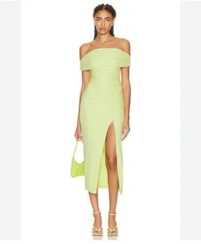 Pre-owned Self-portrait Lime Jersey Midi Dress Uk4,6,8,10,12,14 100% Authentic In Green