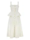 Self-portrait Linen Blend Dress In White