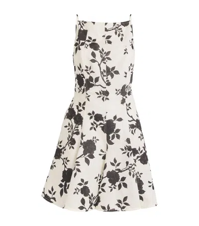 Self-portrait Linen-cotton Floral Mini Dress In White