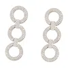 Self-portrait Crystal-embellished Circle-link Earrings In Metallic