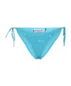 Self-portrait Bikini Bottom With All-over Crystal Embellishment In Light-blue Polyamide Woman In Blue