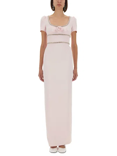 Self-portrait Long Crepe Dress In Pink