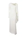 Self-portrait Long Draped Dress In White