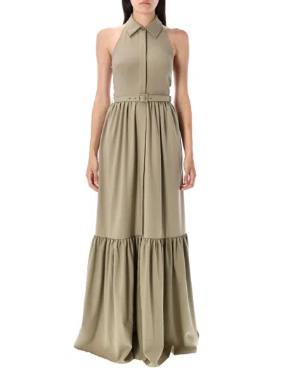 Self-portrait Long Dress In Brown