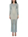 Self-portrait Long Dress In Green