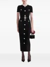 Self-portrait Womens Black Crystal-embellished Lace-trim Chenille-knit Midi Dress In Black