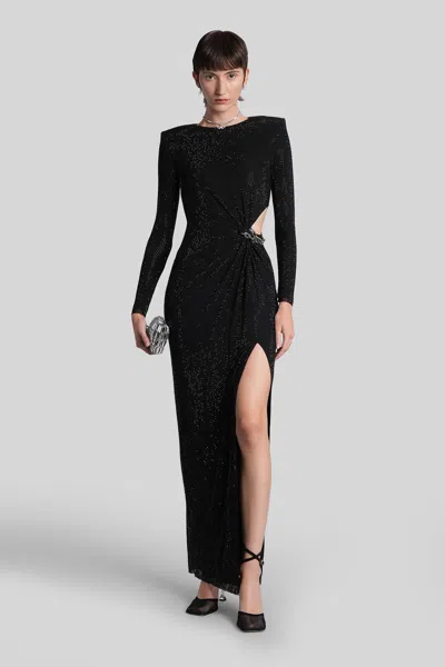 SELF-PORTRAIT LONG DRESS IN BLACK POLYESTER